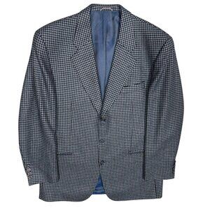 Konen Munchen Houndstooth Blazer Wool Cashmere Sport Coat Blue 42R